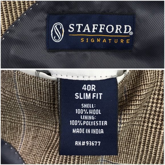 Stafford Mens Blazer Sport Coat Two Button Jacket Wool Size 40R Slim Casual Suit - Picture 8 of 13